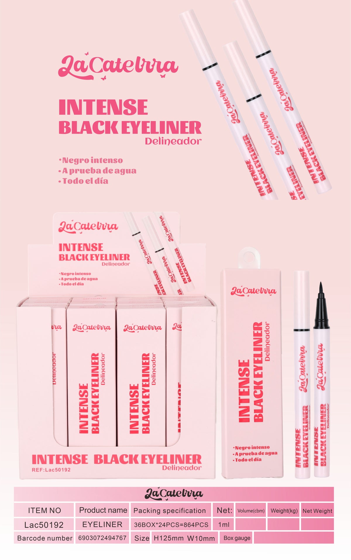 Delineador liquido negro intenso LaCatelrrra REF:LAC50192