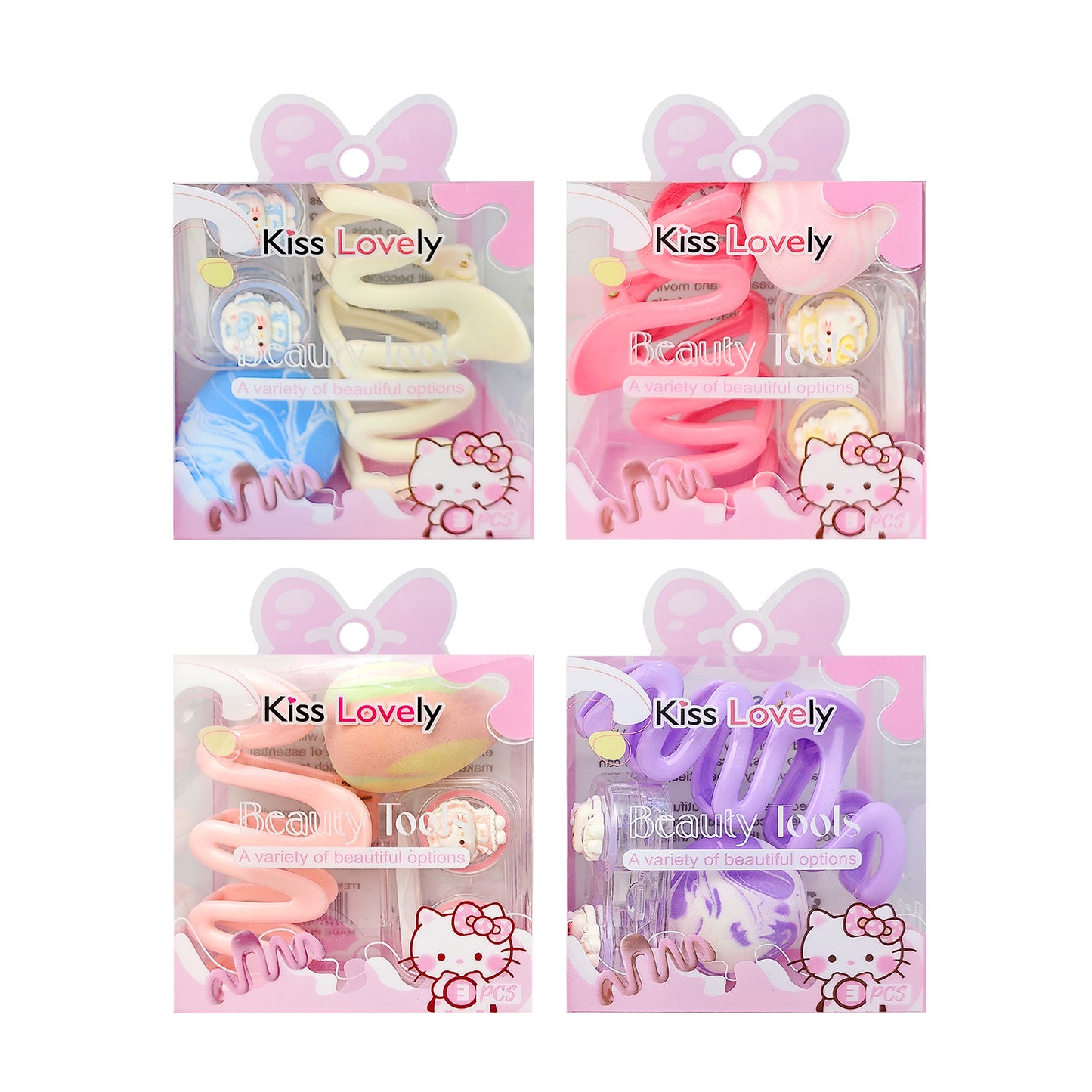 Kit Pinza de cabello,esponja y caja para lentes REF:BX-2493