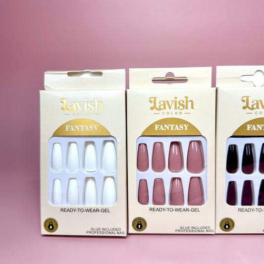 UÑAS POSTIZAS UNICOLOR 12PCS REF:LC-1