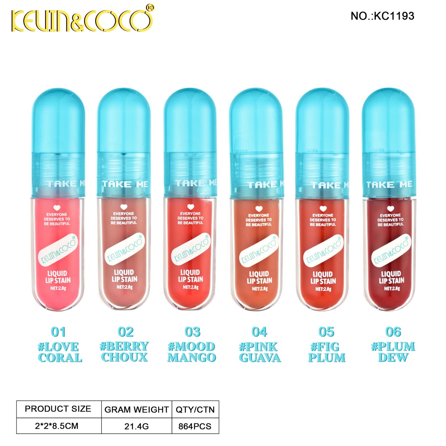 Tinta para Labios Liquid Lip Stain KEVIN&COCO REF:KC1193