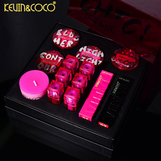 KIT DE MAQUILLAJE ILUMINADOR/ RUBOR/ LABIAL LIQUIDO/ POLVO COMPACTO REF: KC244324