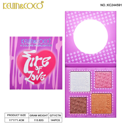 Paleta de Iluminador 4 Tonos Fire of Love KEVIN&COCO REF:KC244591