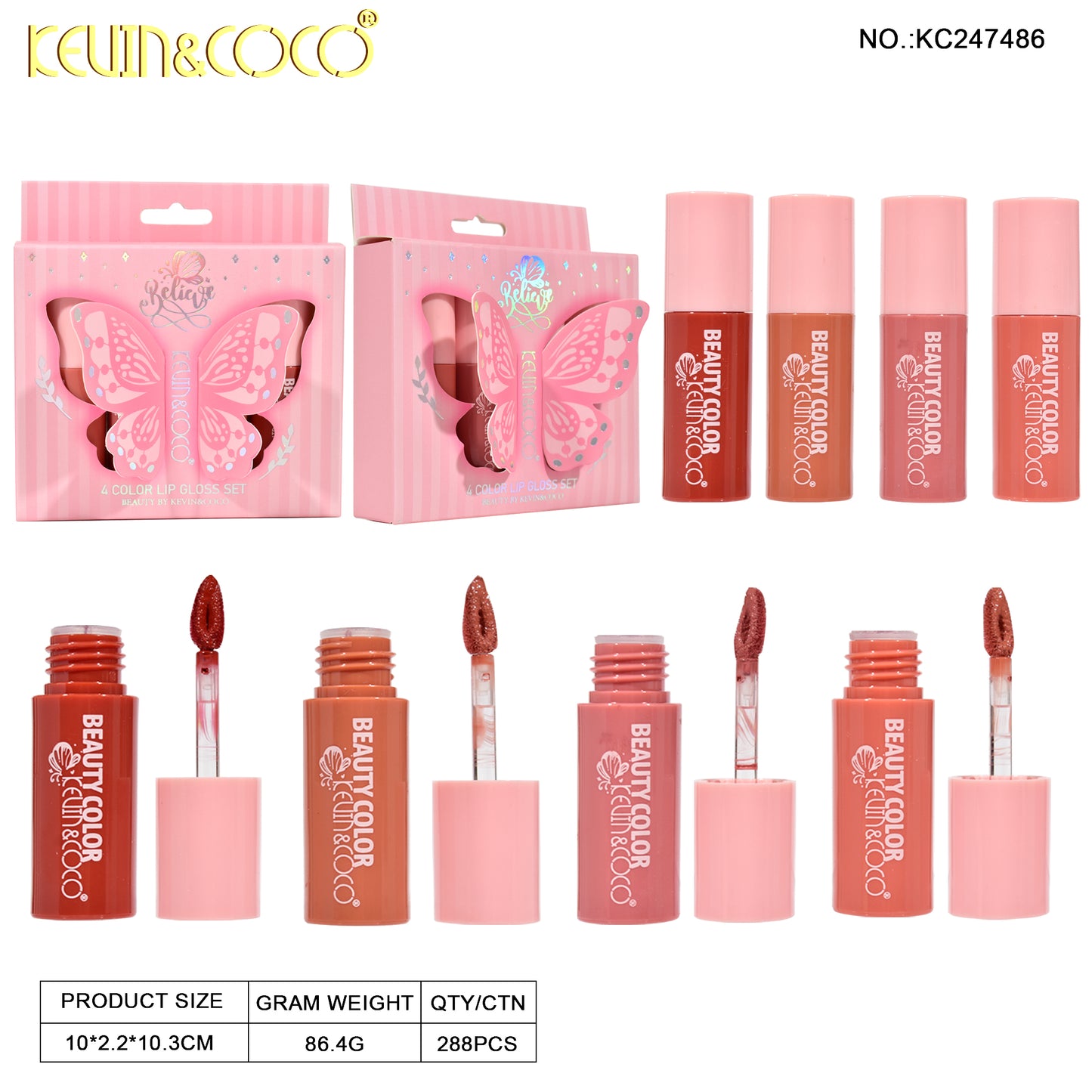 KIT*4 DE LABIAL LIQUIDO MARIPOSA REF:KC247486