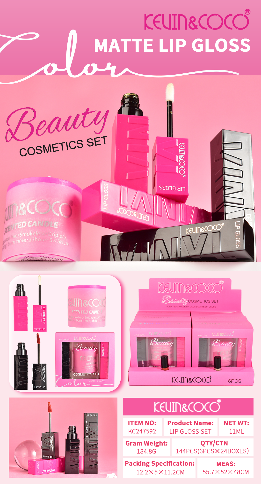 KIT LABIAL LIQUIDO Y VELA KEVIN&COCO REF:KC247592