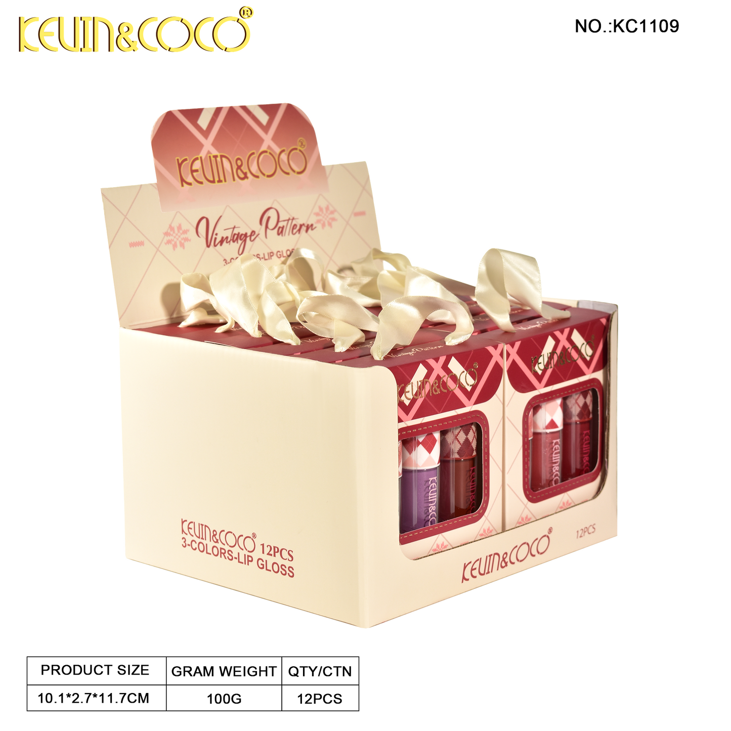 Set de Brillo Labial Vintage 3 Piezas – Kevin&Coco REF:KC1109