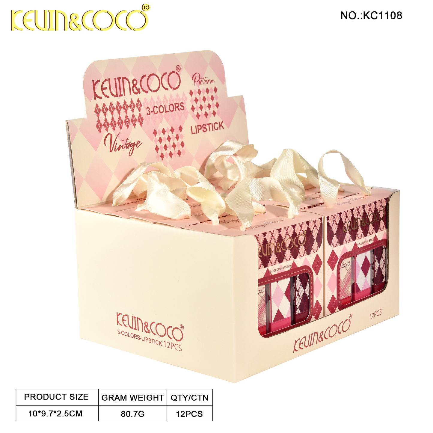 Set de Labial en Barra Vintage 3 Piezas – Kevin&Coco REF:KC1108