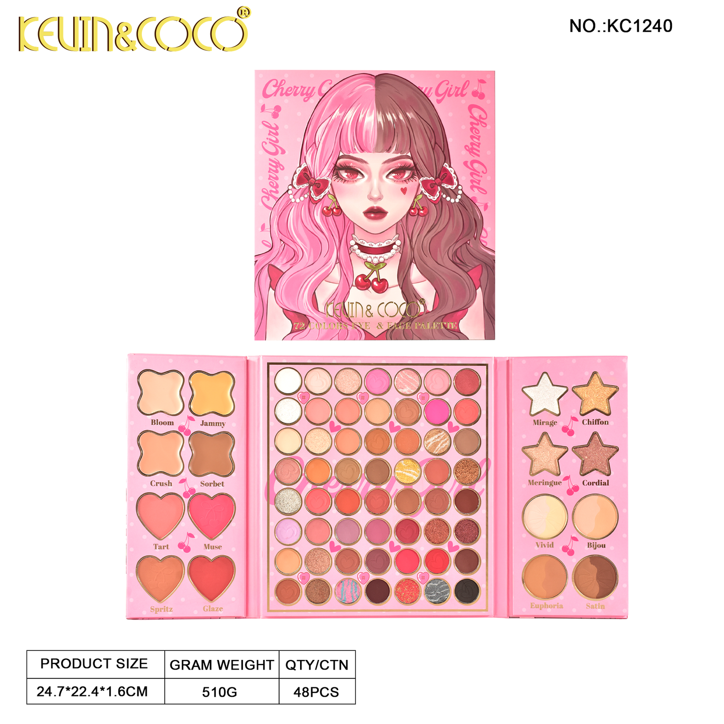 PALETA CHERRY GIRL 72 COLORES  REF:KC1240