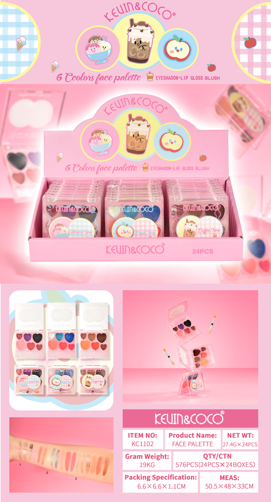 Paleta de Sombras Corazón Kawaii KEVIN&COCO REF:KC1102