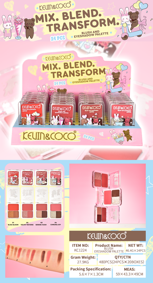 Paleta de Sombras y Rubor Dúo KEVIN&COCO REF:KC1224