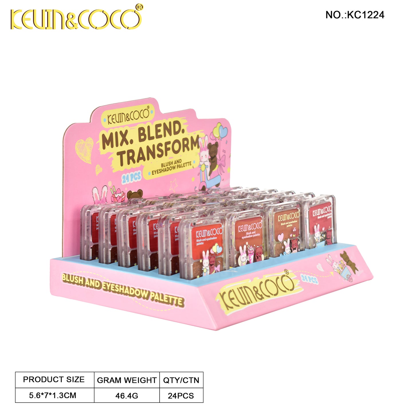 Paleta de Sombras y Rubor Dúo KEVIN&COCO REF:KC1224