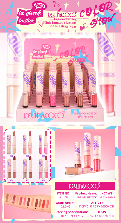 Labial Dúo 2 en 1 Barra y Brillo KEVIN&COCO REF:KC1394