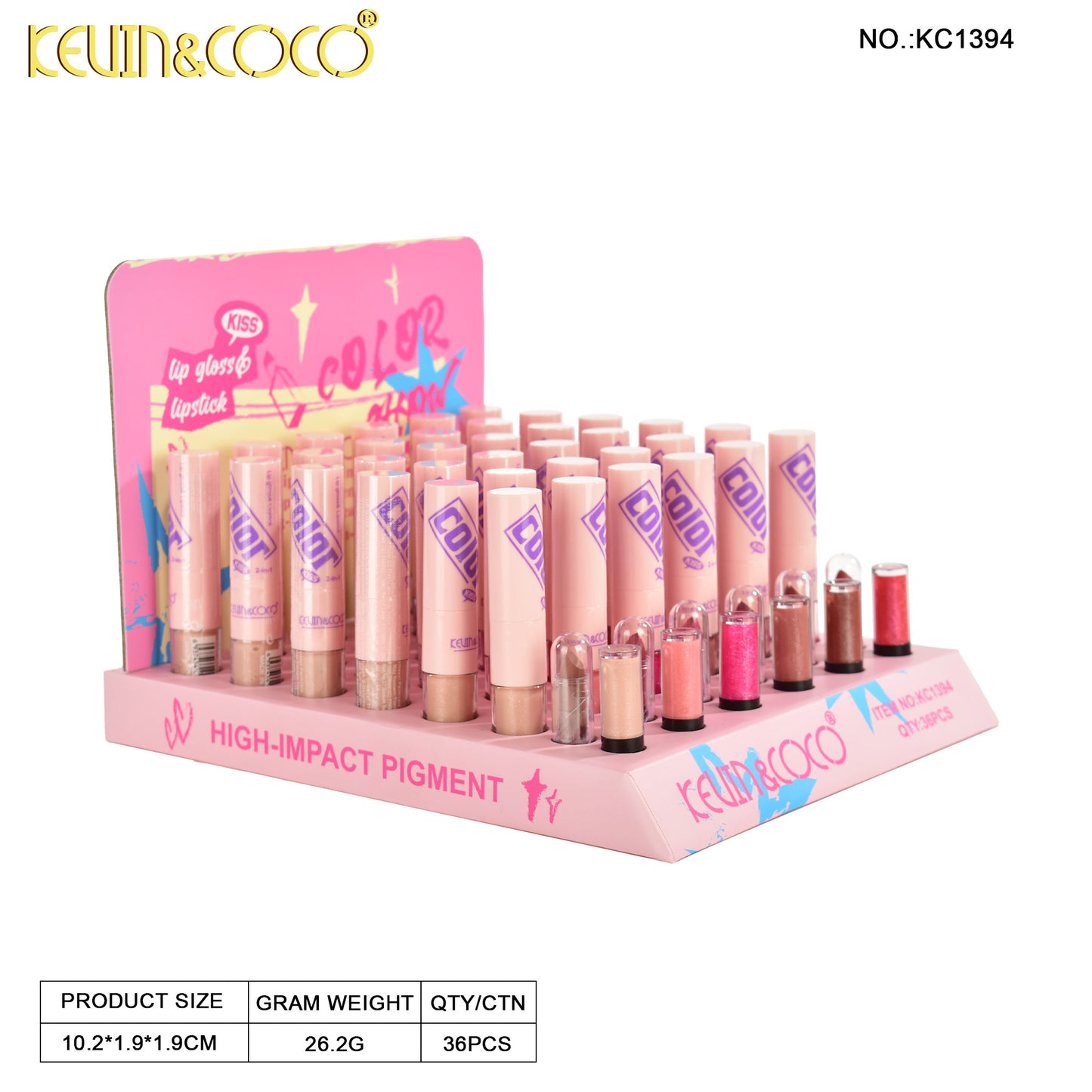 Labial Dúo 2 en 1 Barra y Brillo KEVIN&COCO REF:KC1394