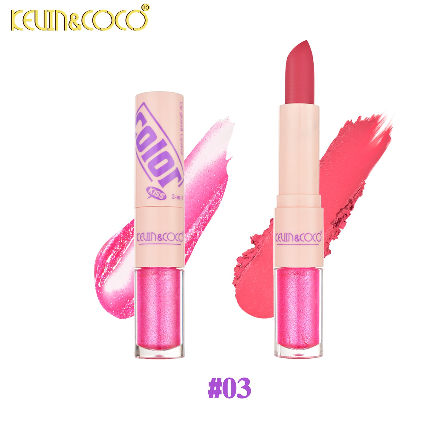 Labial Dúo 2 en 1 Barra y Brillo KEVIN&COCO REF:KC1394