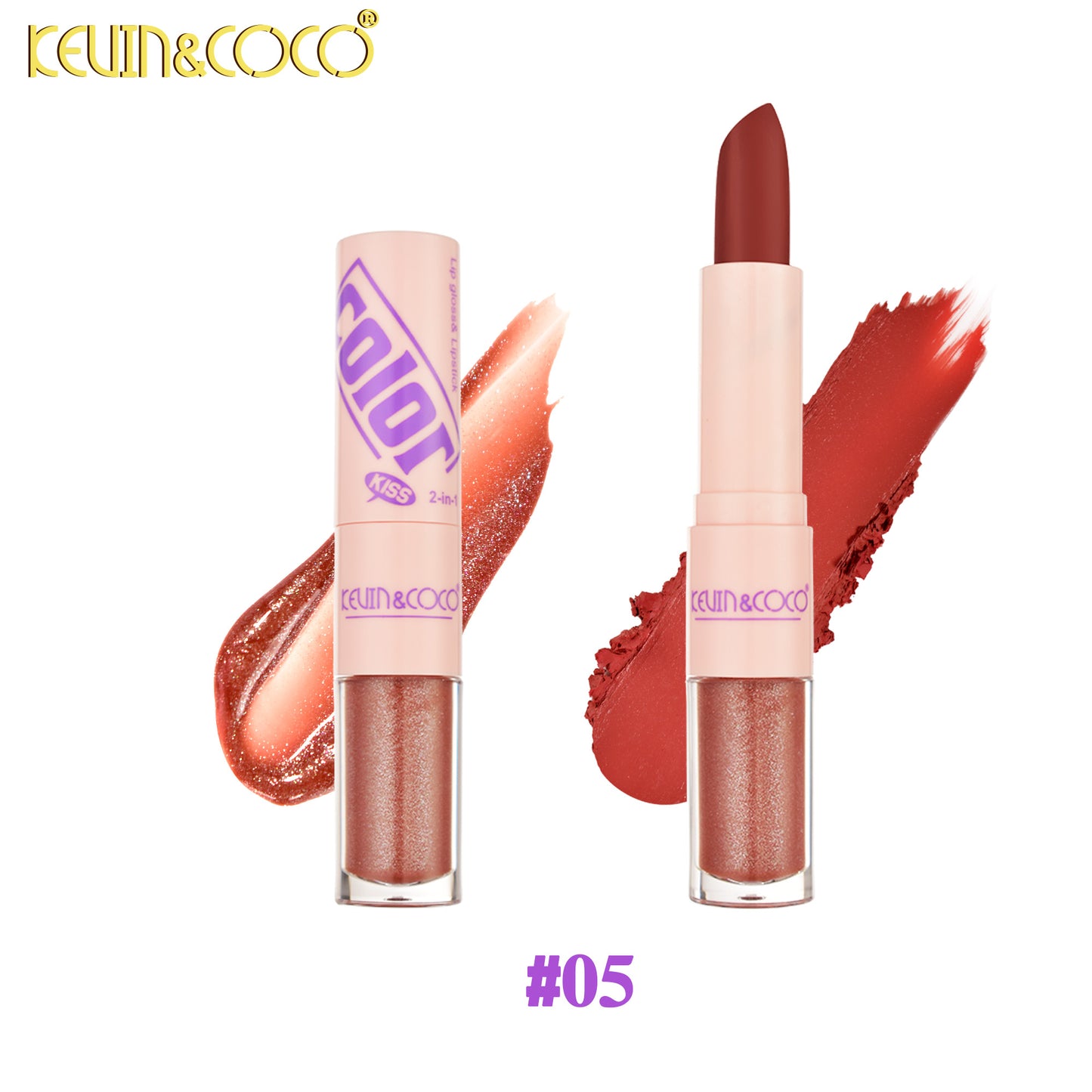 Labial Dúo 2 en 1 Barra y Brillo KEVIN&COCO REF:KC1394