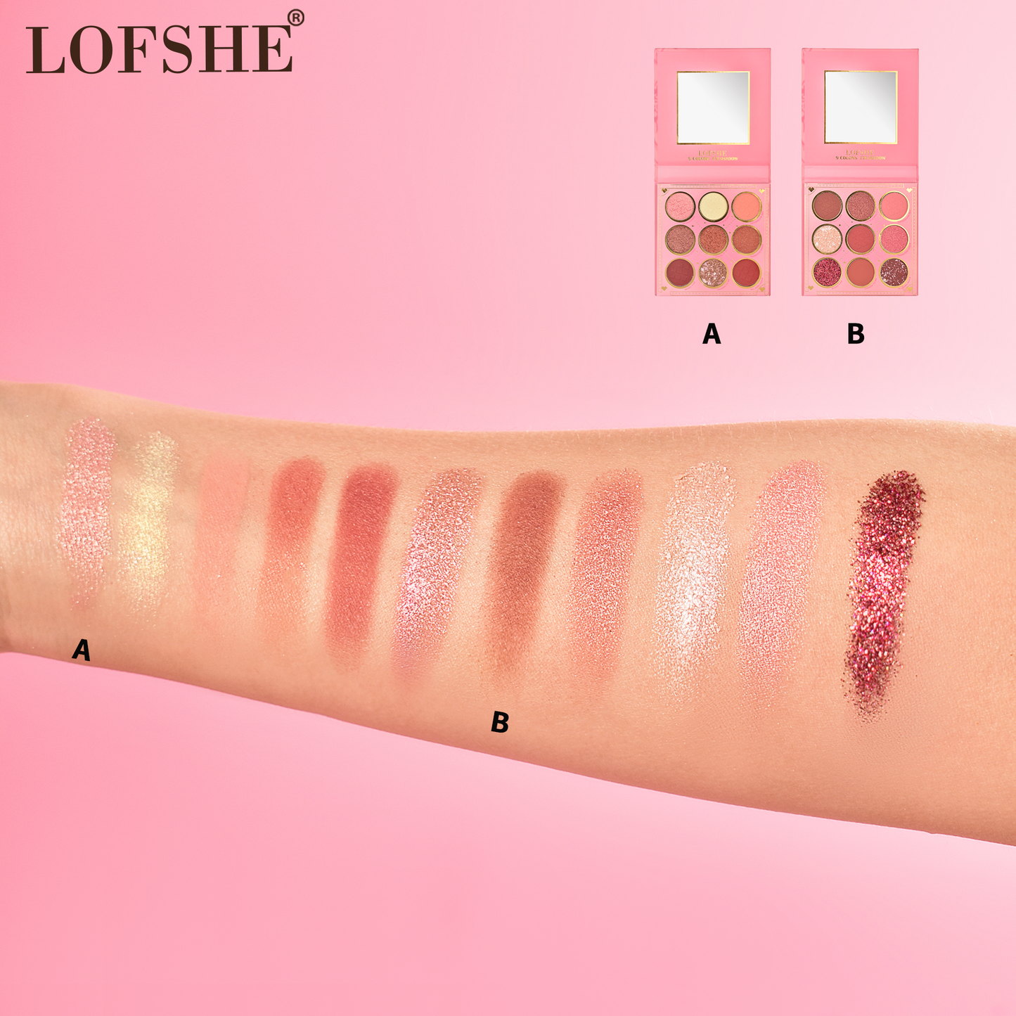 Paleta de Sombras 9 Tonos Pink Flowers LOFSHE REF:LF1396