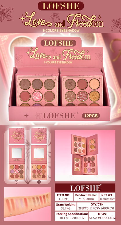 Paleta de Sombras 9 Tonos Love Freedom LOFSHE REF:LF1398