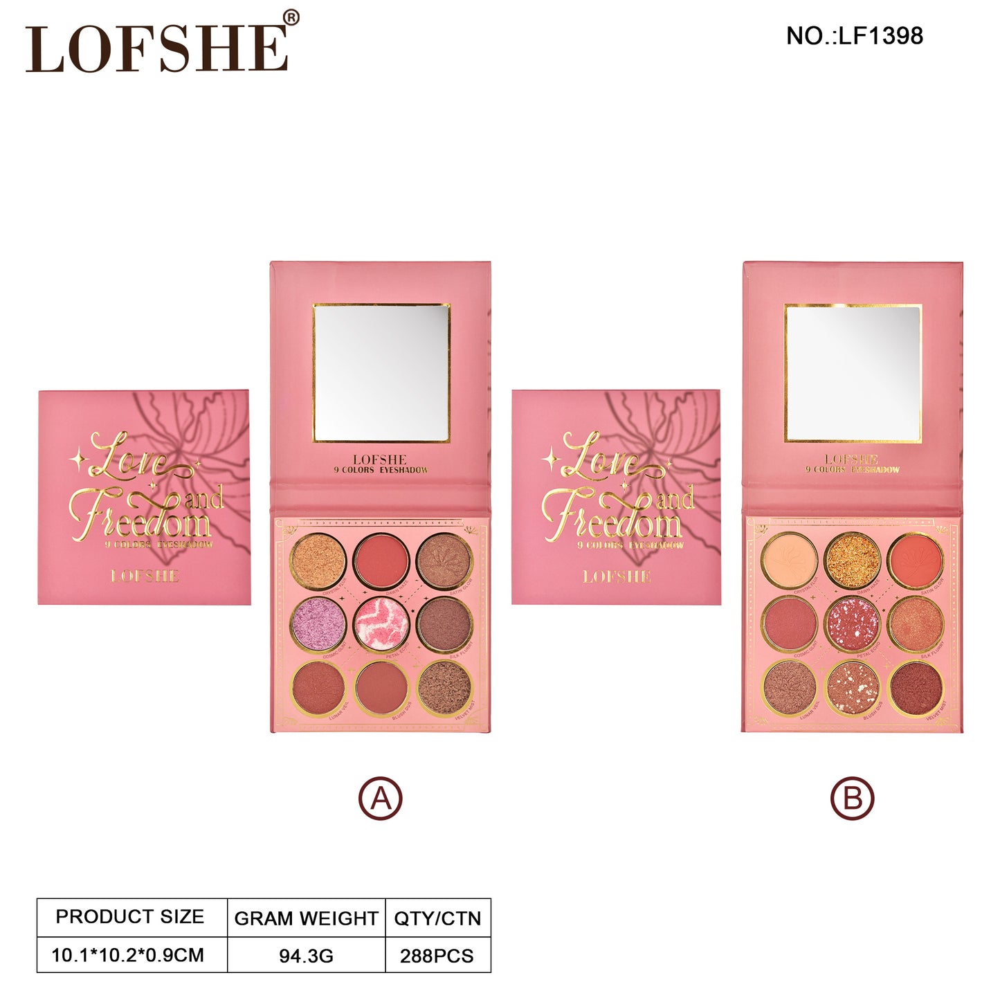 Paleta de Sombras 9 Tonos Love Freedom LOFSHE REF:LF1398