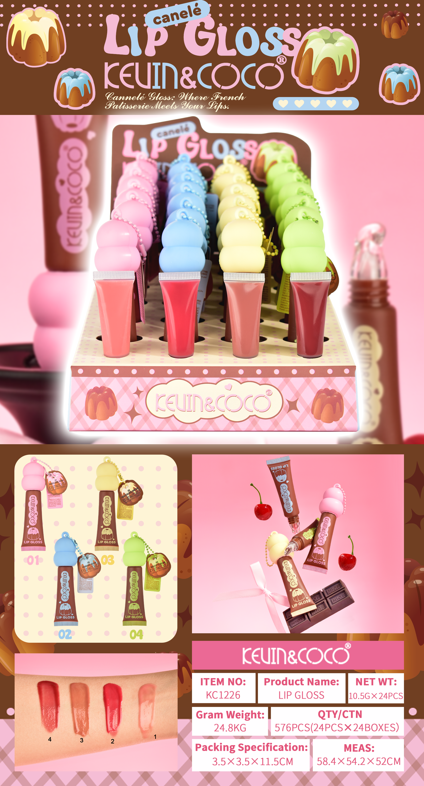 Brillo Labial con Llavero en Tubo KEVIN&COCO REF:KC1226