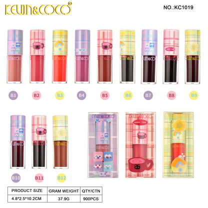 Brillo Labial Diseño de Cuadros Kawaii KEVIN&COCO REF:KC1019