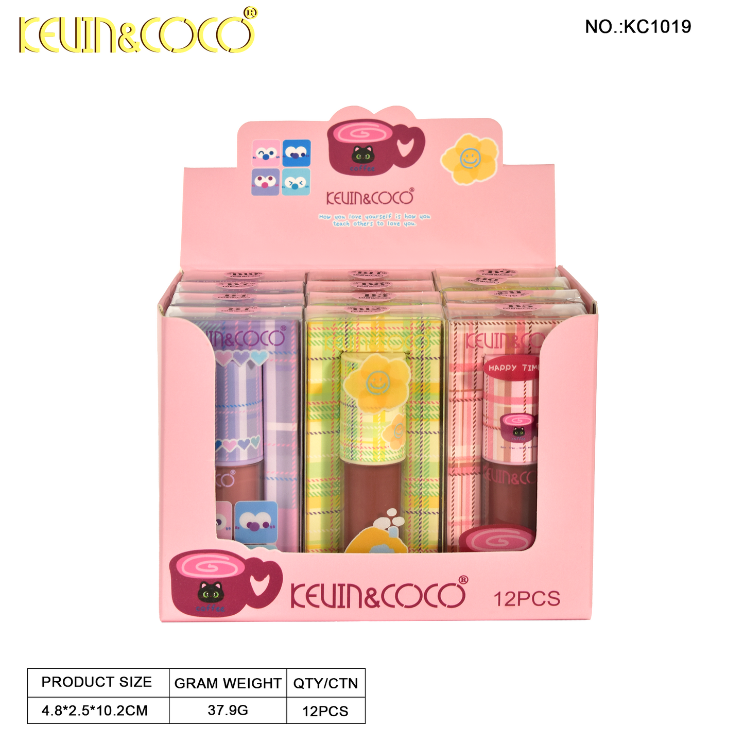 Brillo Labial Diseño de Cuadros Kawaii KEVIN&COCO REF:KC1019