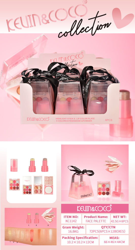 Set de Maquillaje en Estuche Transparente KEVIN&COCO REF:KC1142