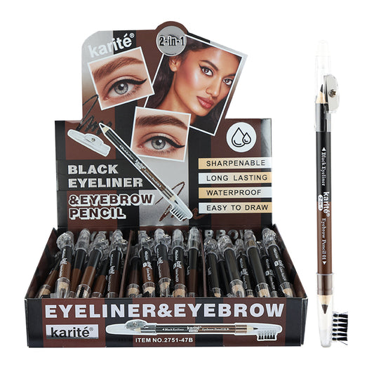 Lápiz 2 en 1 Delineador y Cejas Waterproof – karité REF:2751-47B