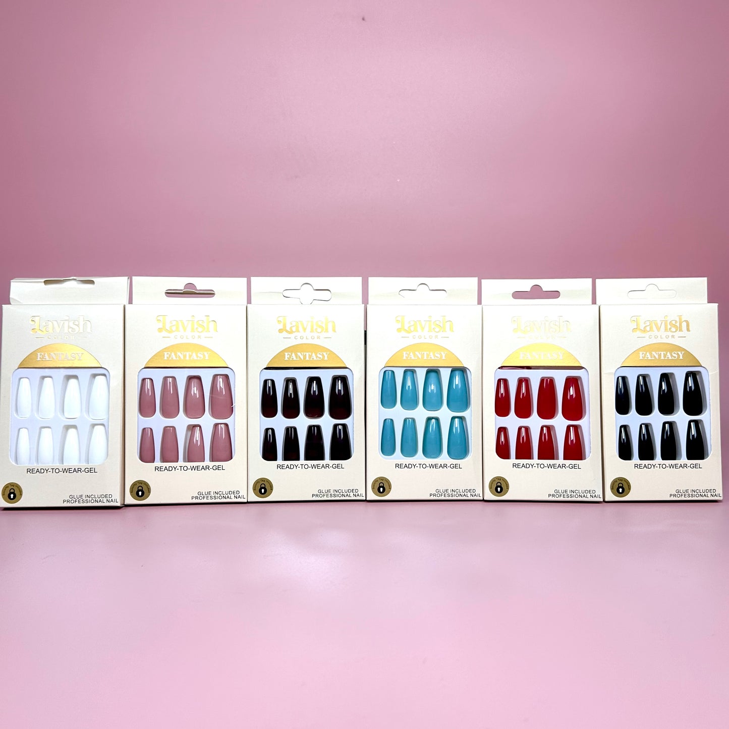 UÑAS POSTIZAS UNICOLOR 12PCS REF:LC-1