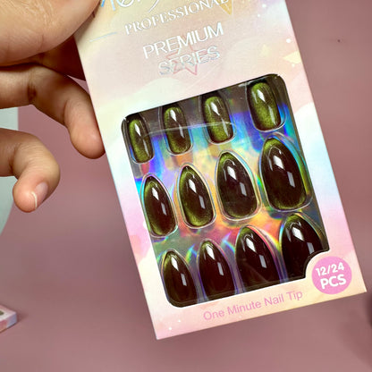 UÑAS POSTIZAS 12pcs OJO DE GATO REF:DS-16