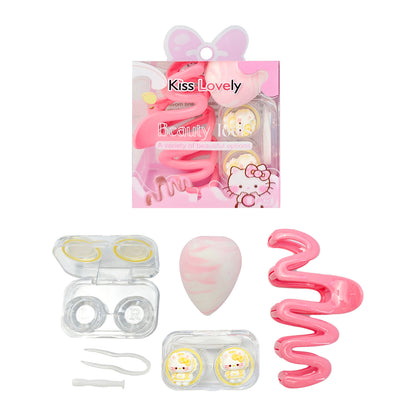 Kit Pinza de cabello,esponja y caja para lentes REF:BX-2493