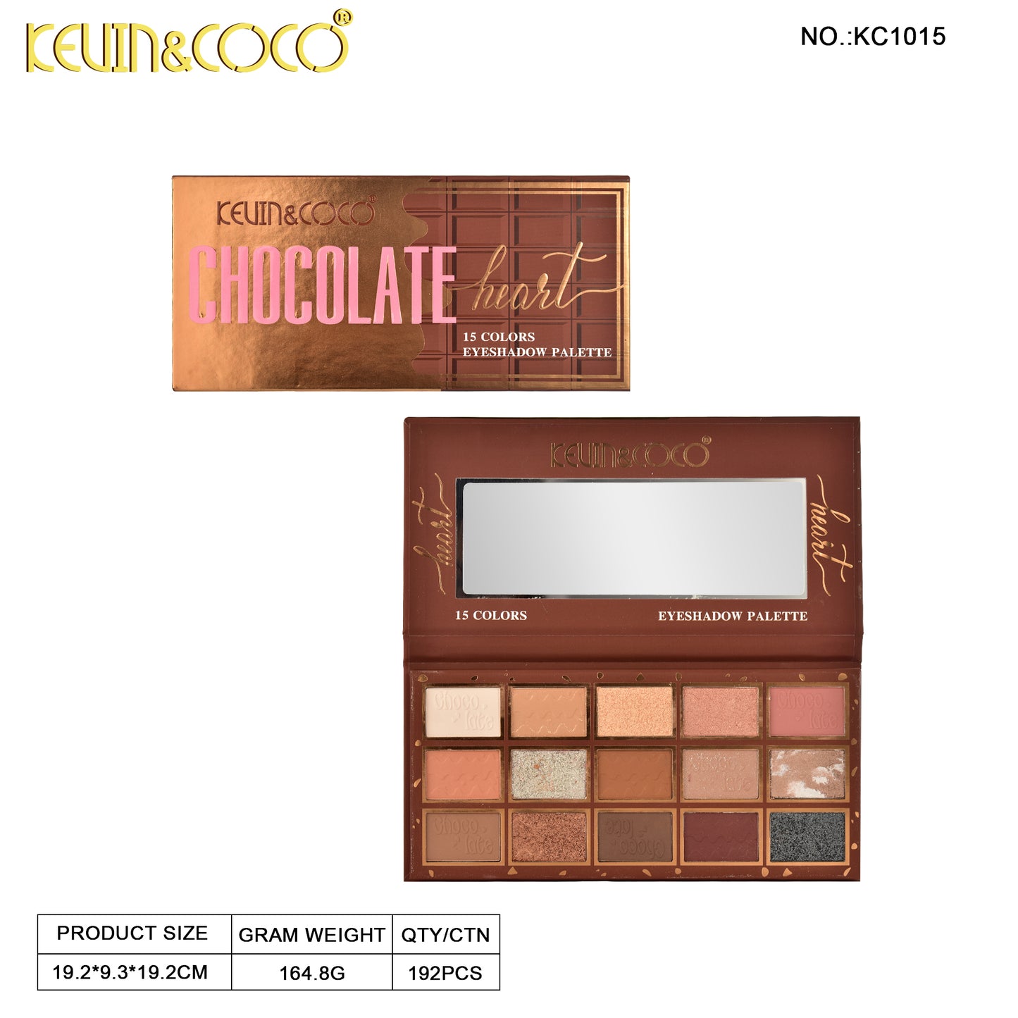 Paleta de Sombras 18 Tonos Chocolate – Kevin&Coco REF:KC1015
