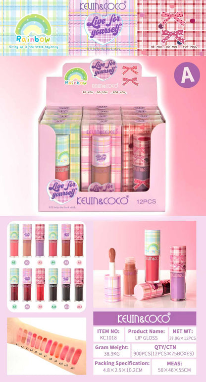 Brillo Labial Diseño de Cuadros Kawaii KEVIN&COCO REF:KC1018