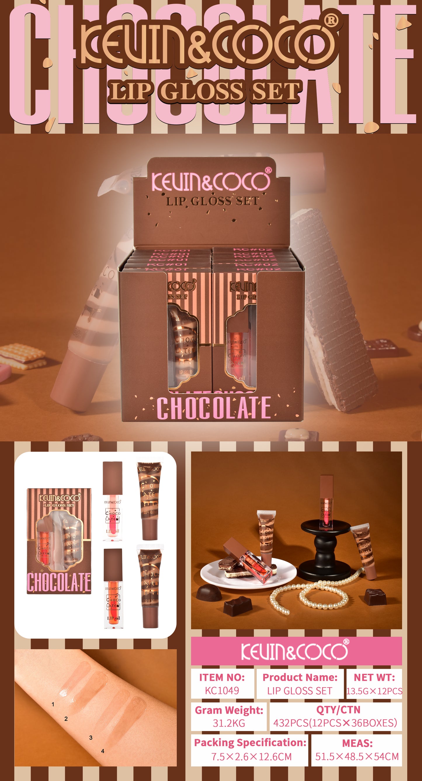 Kit Labial Liquido Chocolate KEVIN&COCO REF:KC1049