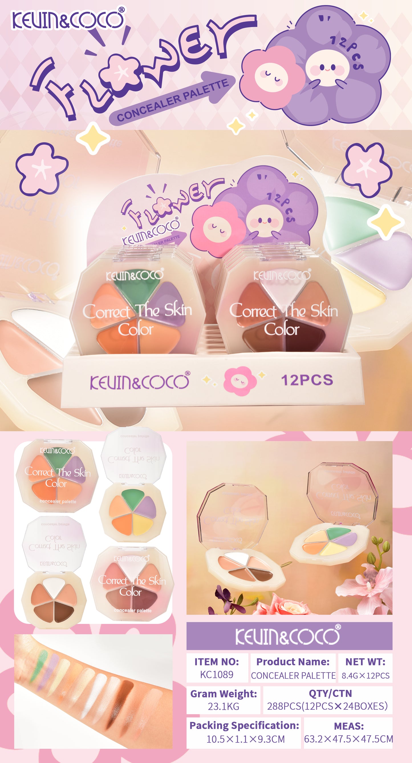 Paleta de Contorno Facial Multicolor – Kevin&Coco REF:KC1089