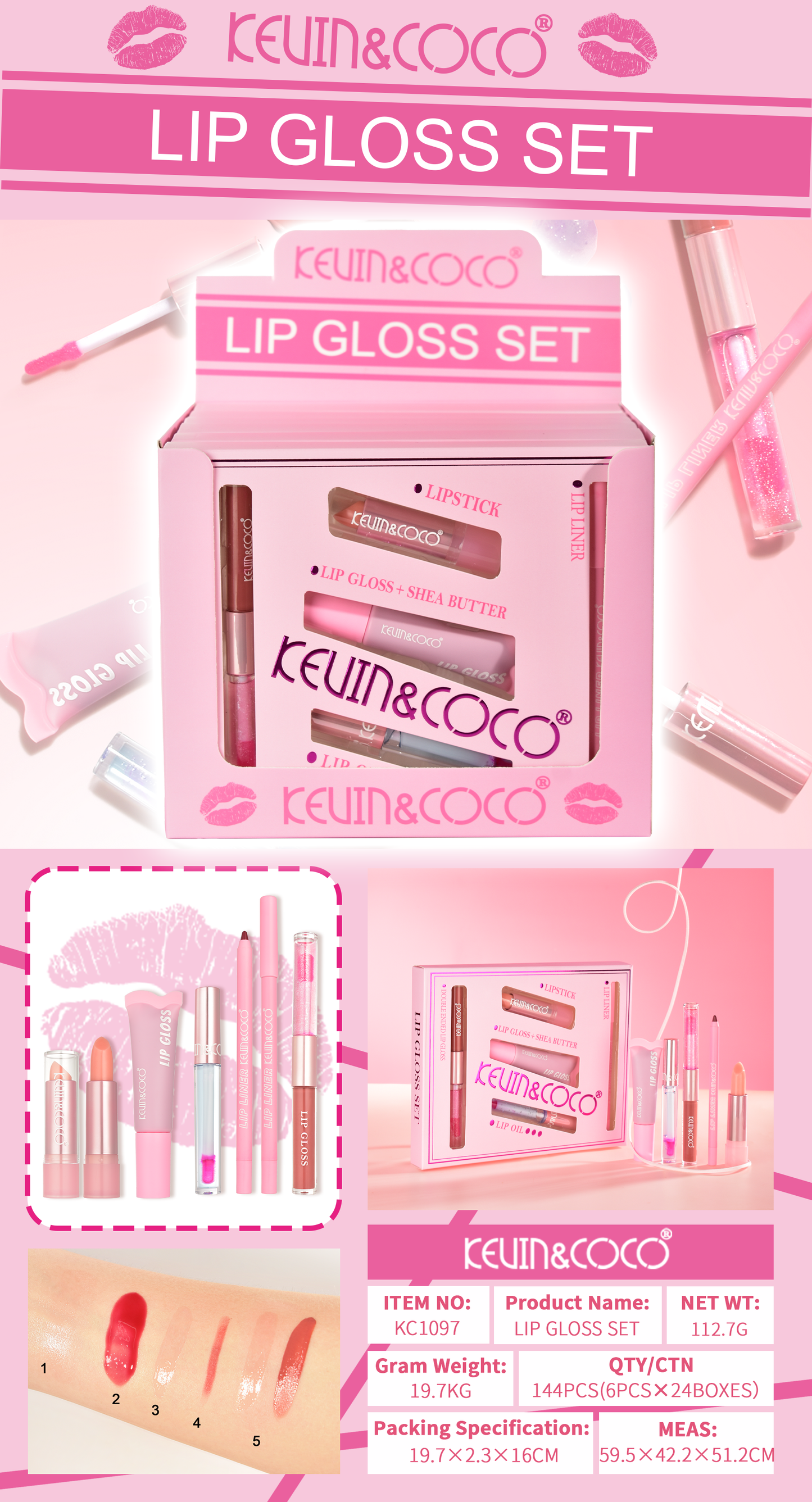 Kit de Labiales Mix Beauty KEVIN&COCO REF:KC1097