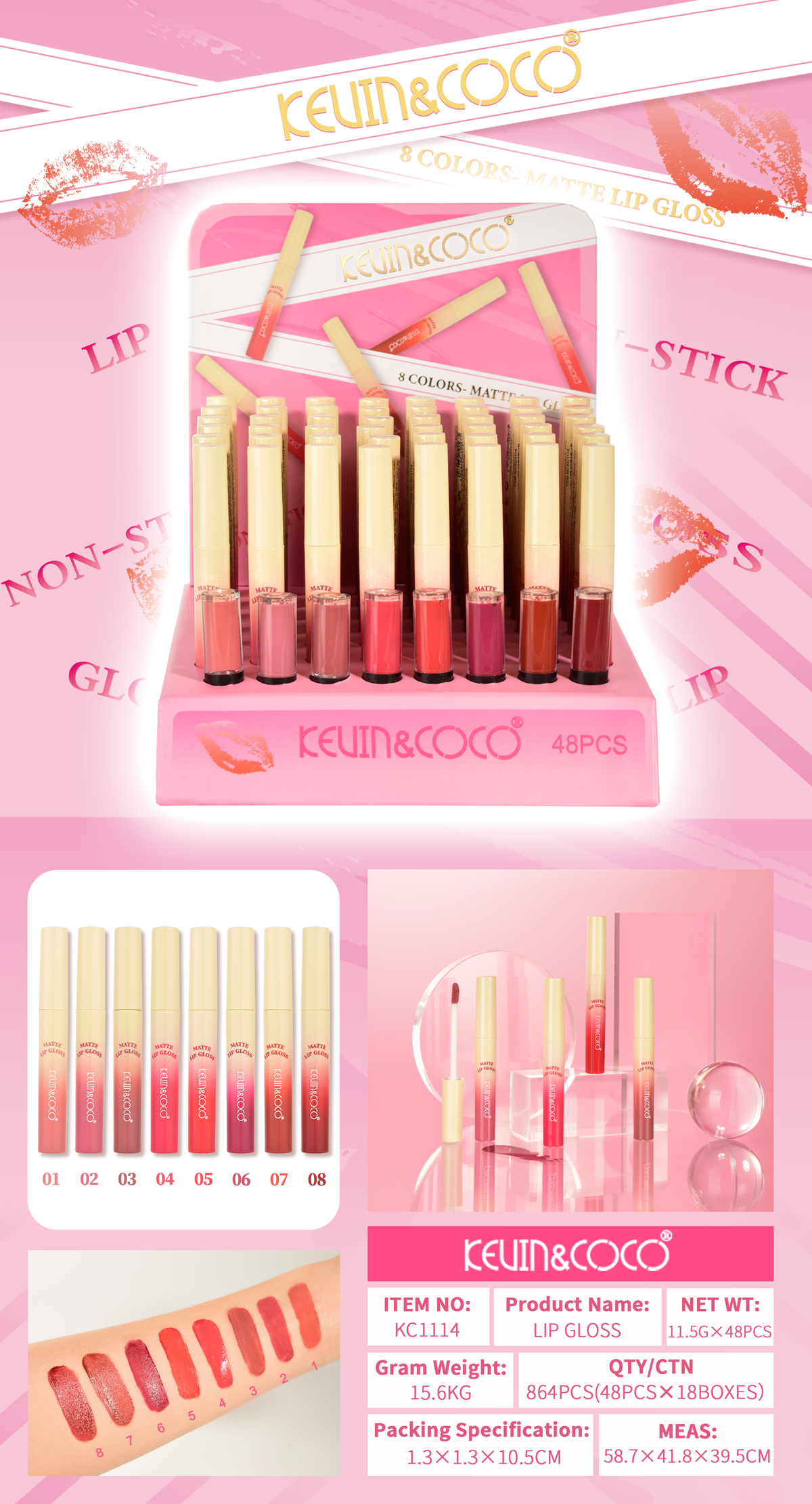 Brillo labial Matte Glow kevin&coco REF:KC1114