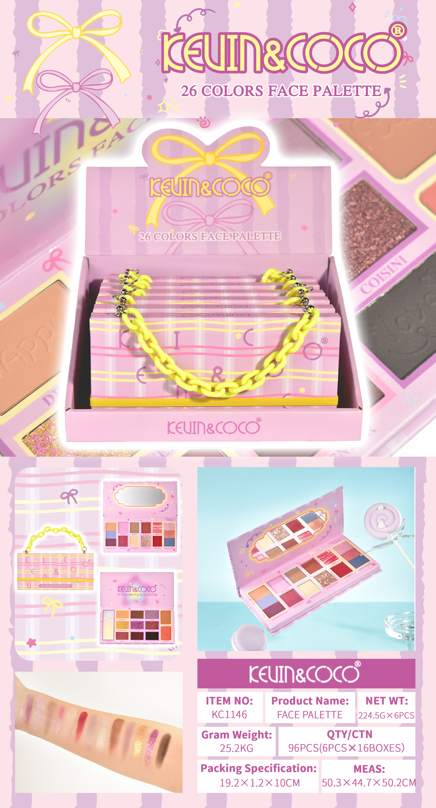 Kit de Maquillaje con Sombras y Espejo – Kevin&Coco REF:KC1146