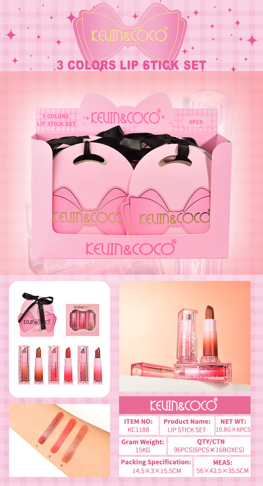 Set Labial en Barra 3 Piezas – Kevin&Coco REF:KC1188