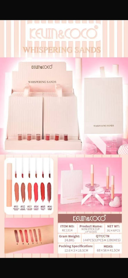 Set de Brillos Labiales Whispering Sands x 6 Tonos REF:KC1314