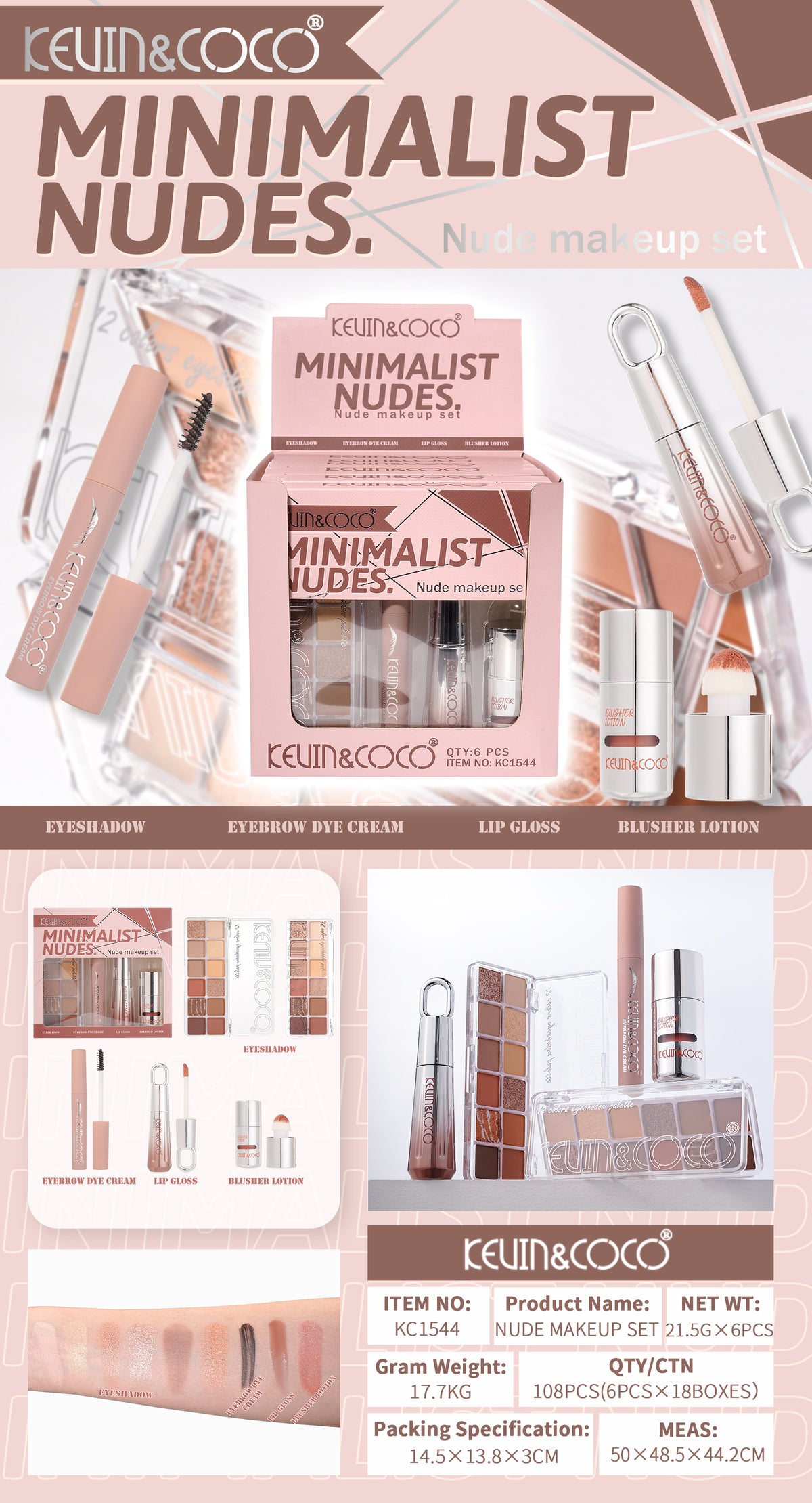 Kit de maquillaje Minimalist Nudes kevin&coco REF:KC1544