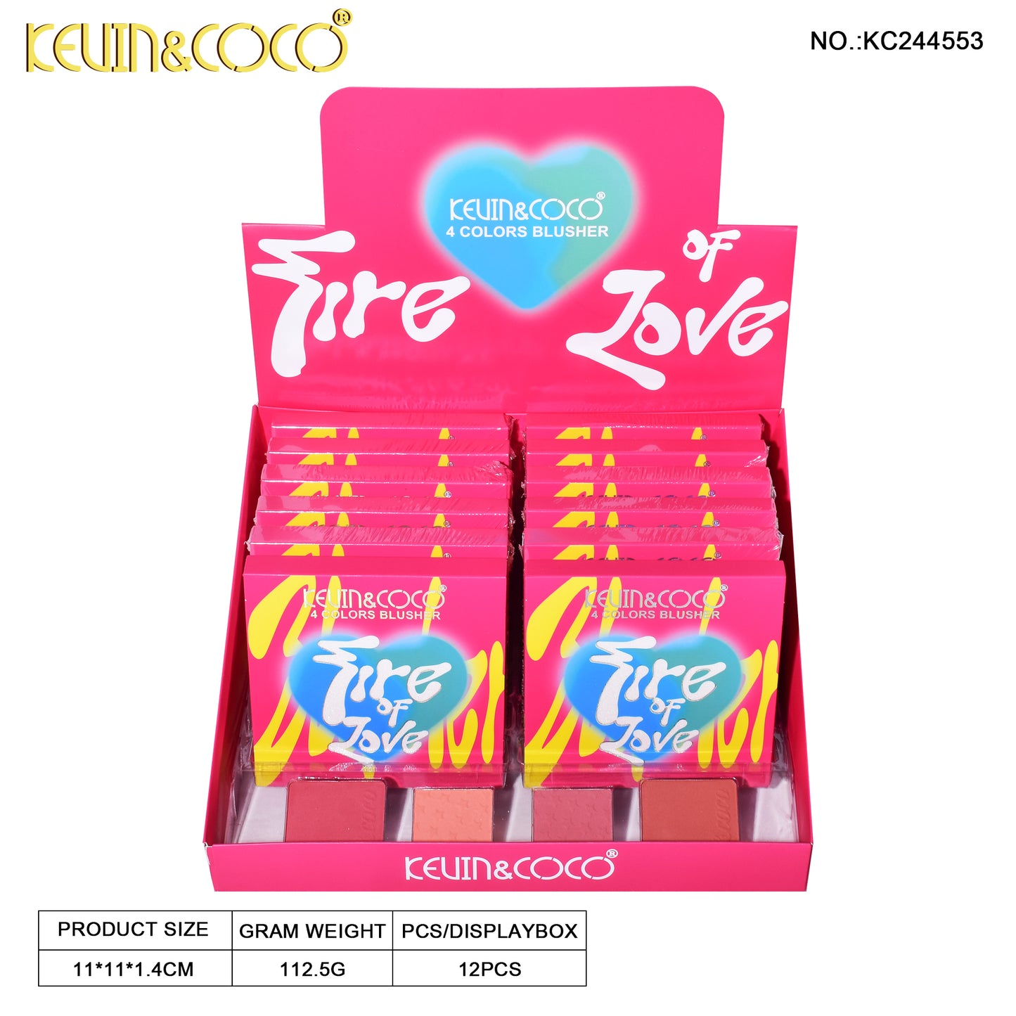 Paleta de Rubores 4 Tonos Fire of Love KEVIN&COCO REF:KC244553