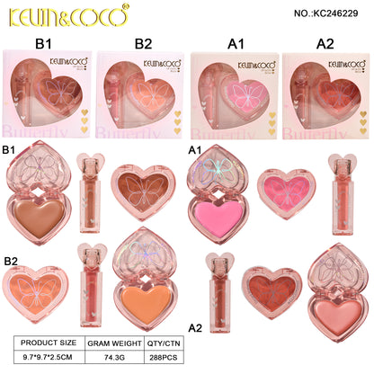 KIT CORAZON LABIAL LIQUIDO/ RUBOR CREMOSO KEVIN&COCO REF:KC246229