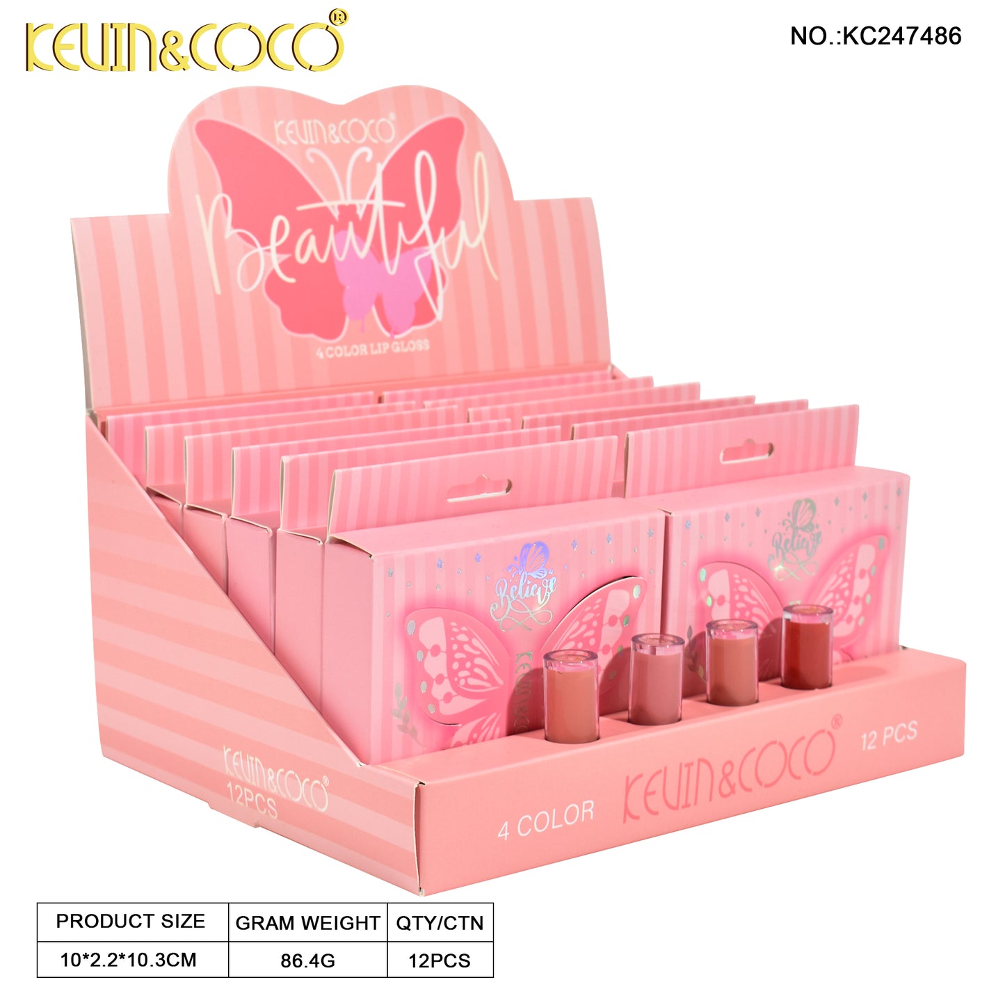 KIT*4  DE LABIAL LIQUIDO MARIPOSA REF:KC247486