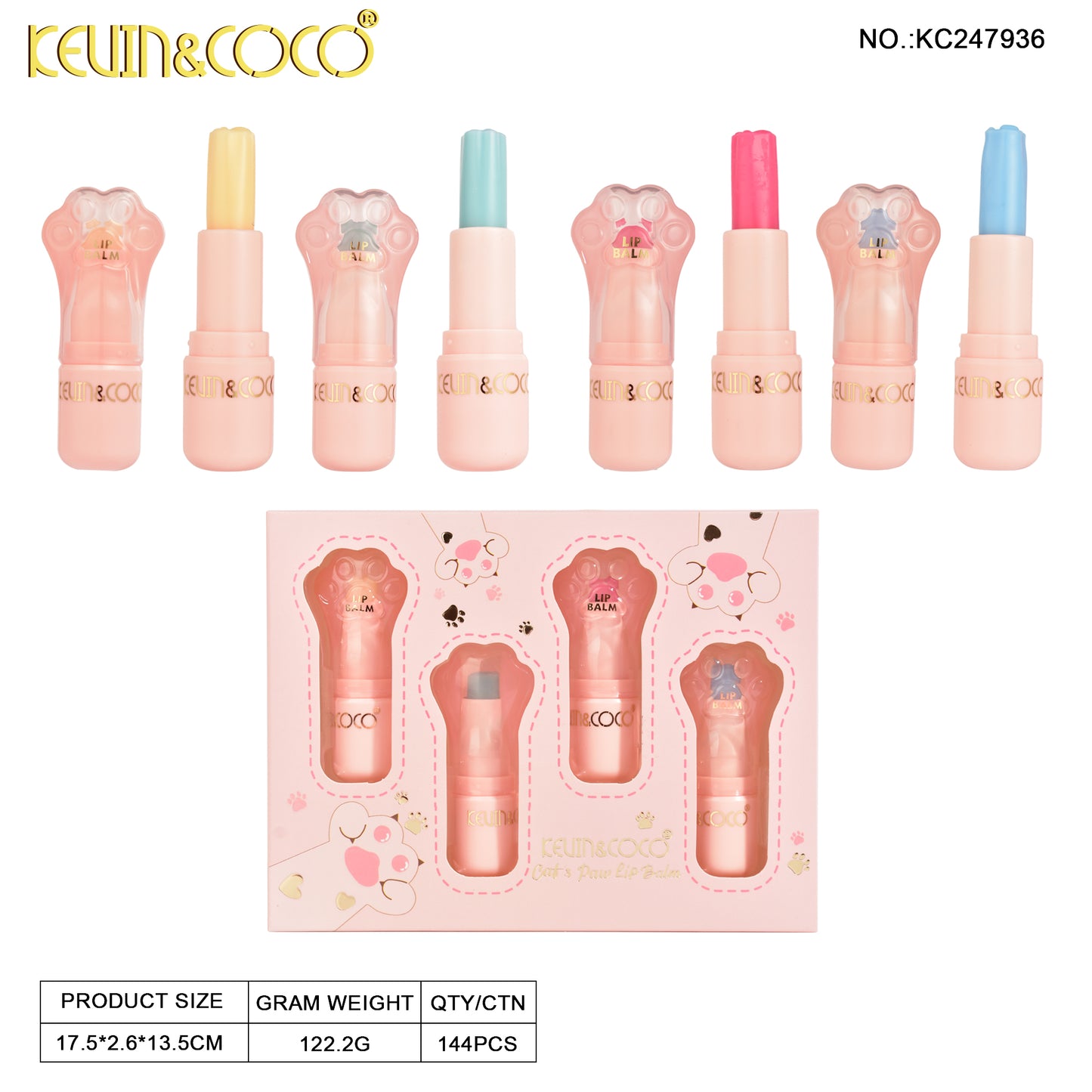 KIT LABIAL EN BARRA PATITA DE GATO KEVIN&COCO REF:KC247936