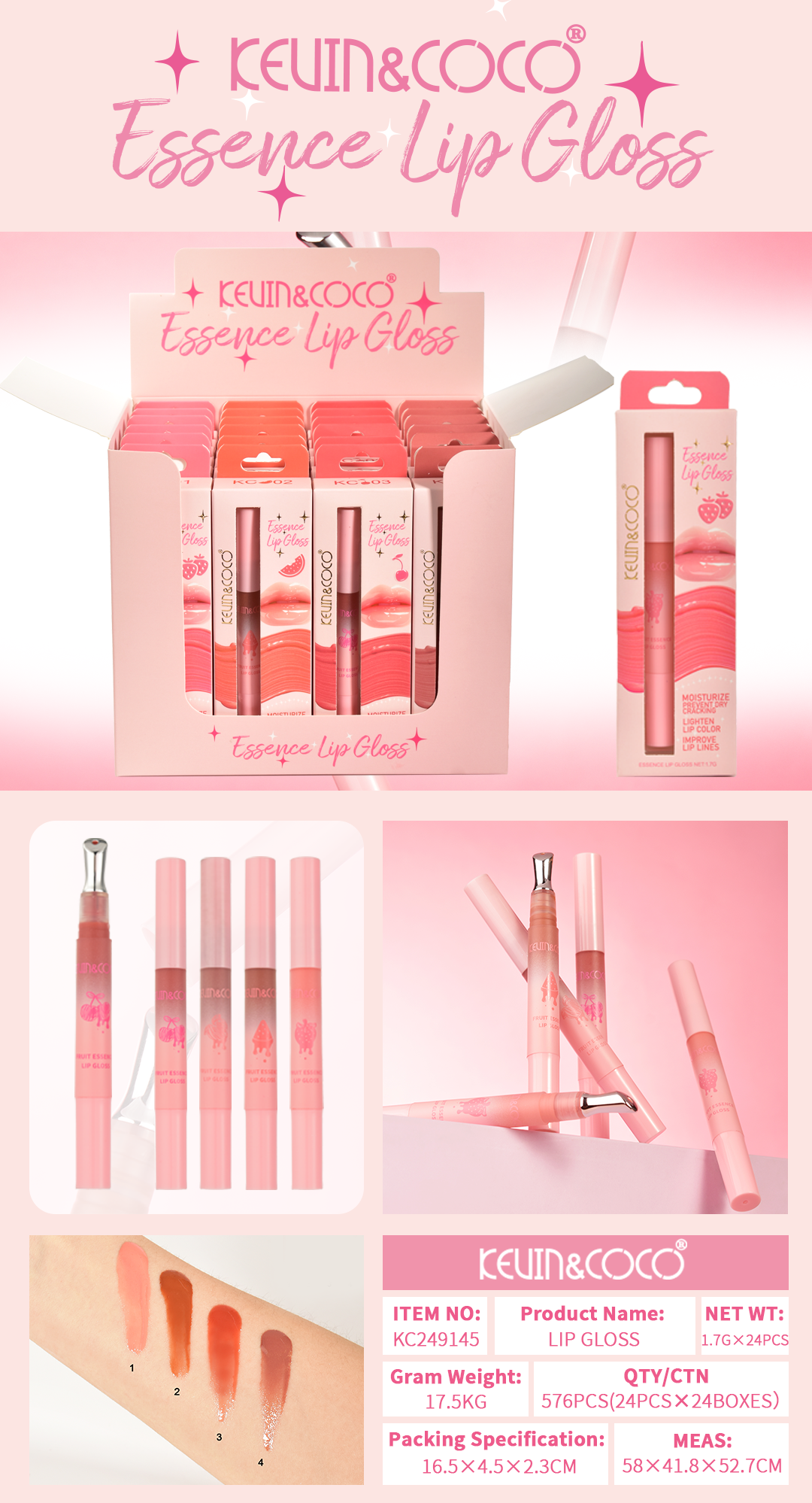 Brillo labial esencia de frutas KEVIN&COCO  REF:KC249145