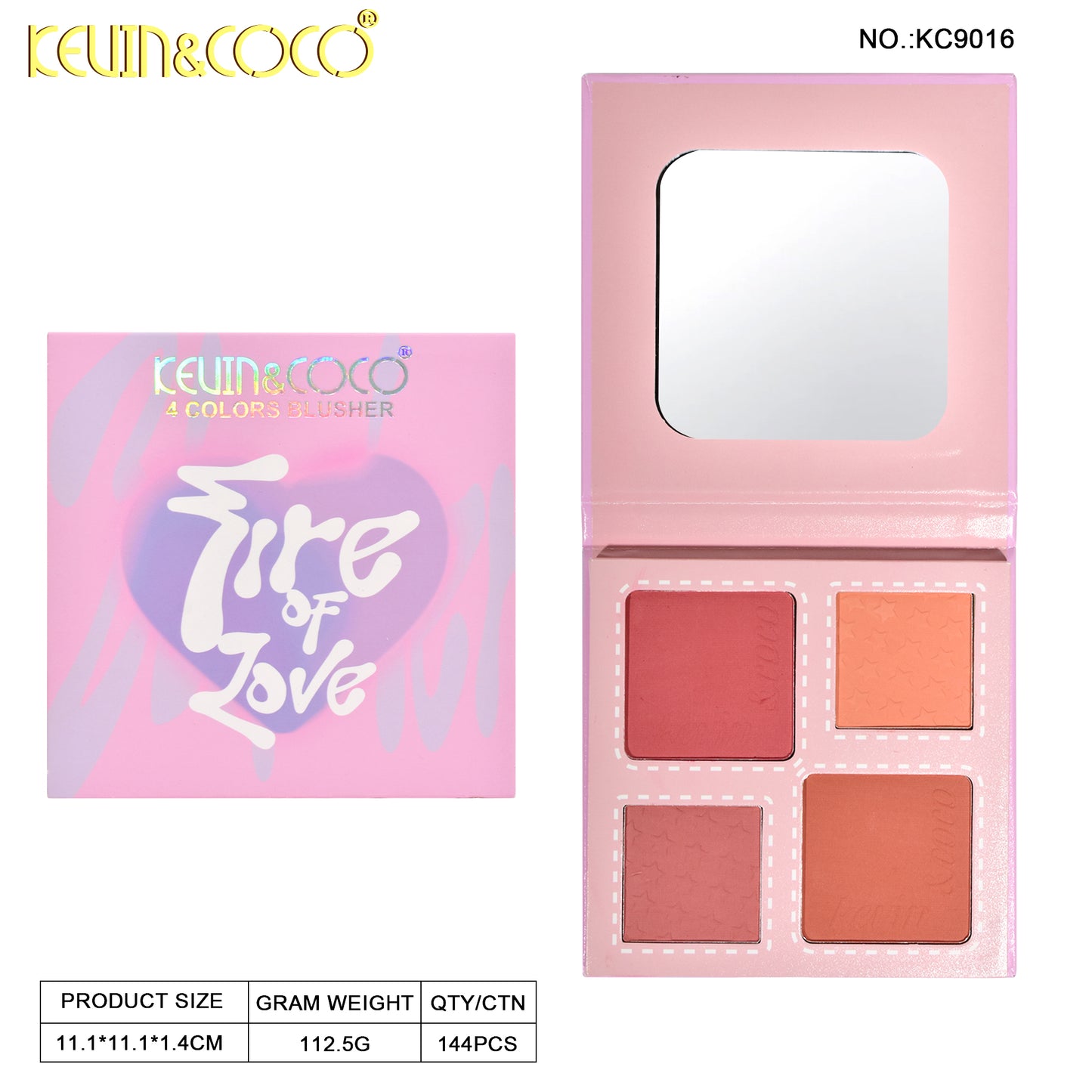 PALETA RUBOR 4 TONOS KEVIN&COCO REF:KC9016